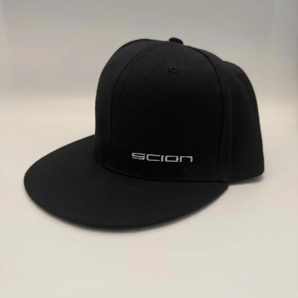 Scion Racing Logo Black Acrylic Cotton Snapback Hat Mens OSFM Flat Brim Cap‎